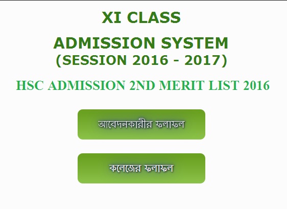 HSC Admission 2nd Merit List 