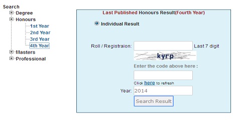 Honours 4th year result 2016
